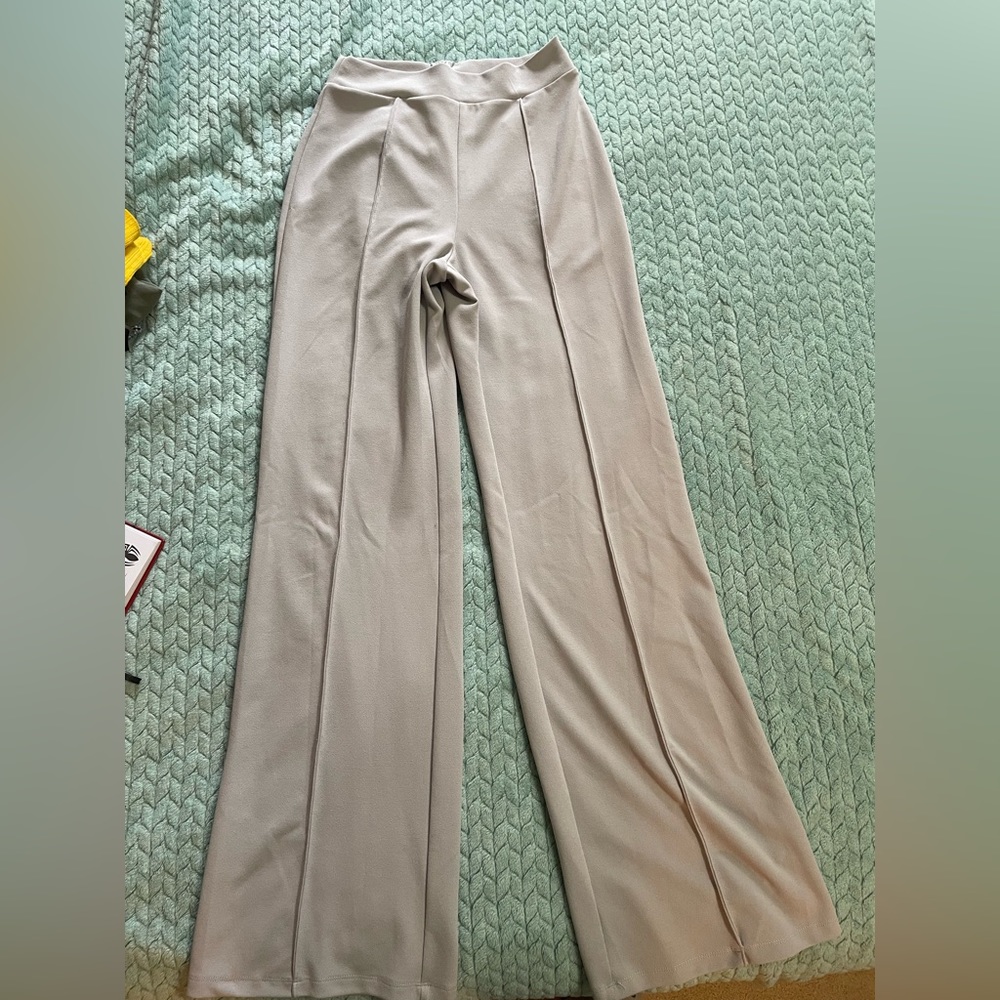 Light grey fashion nova bell bottom work pants